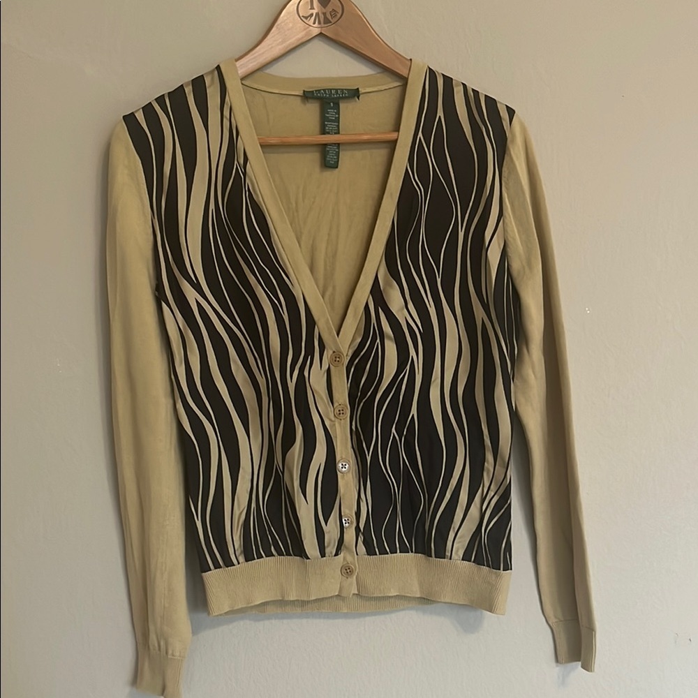 Ralph Lauren Women's Zebra Print Cardigan Sweater. Size S